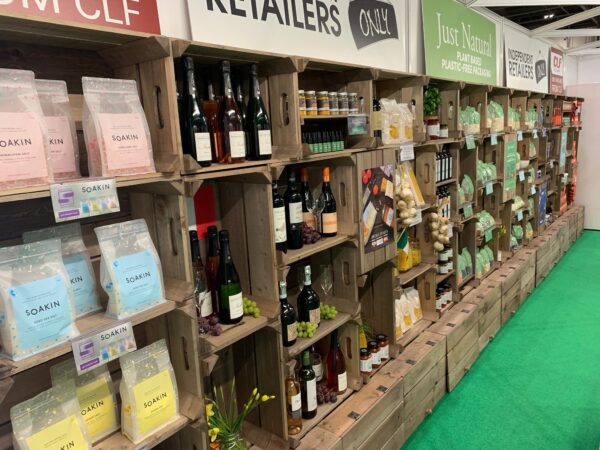 Farm shop shelves made out of wooden crates