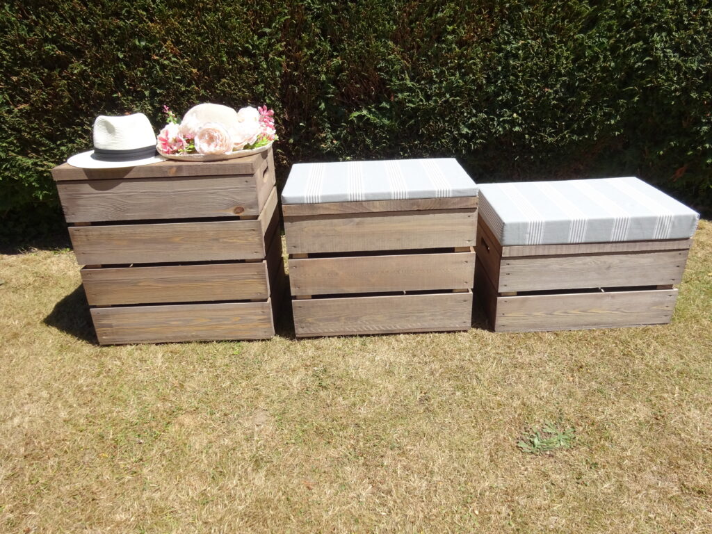 Seat crates available in three sizes and with option cushions